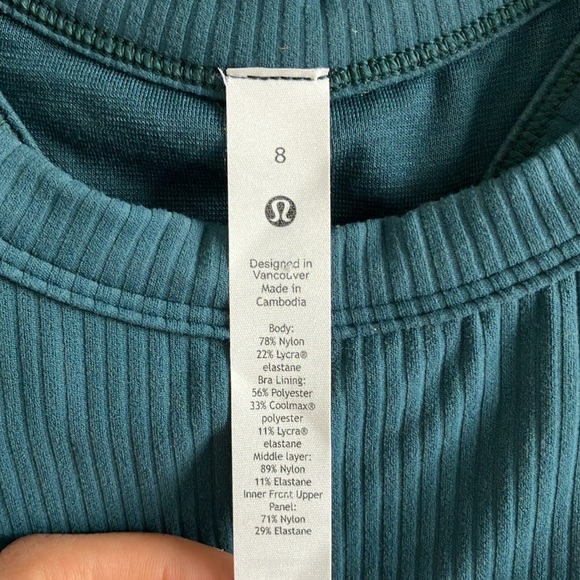 Lululemon ribbed nulu racerback tank top green size 8 - Picture 4 of 6